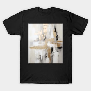 Urban Elegance: Abstract Fusion of Black, White, and Gold T-Shirt